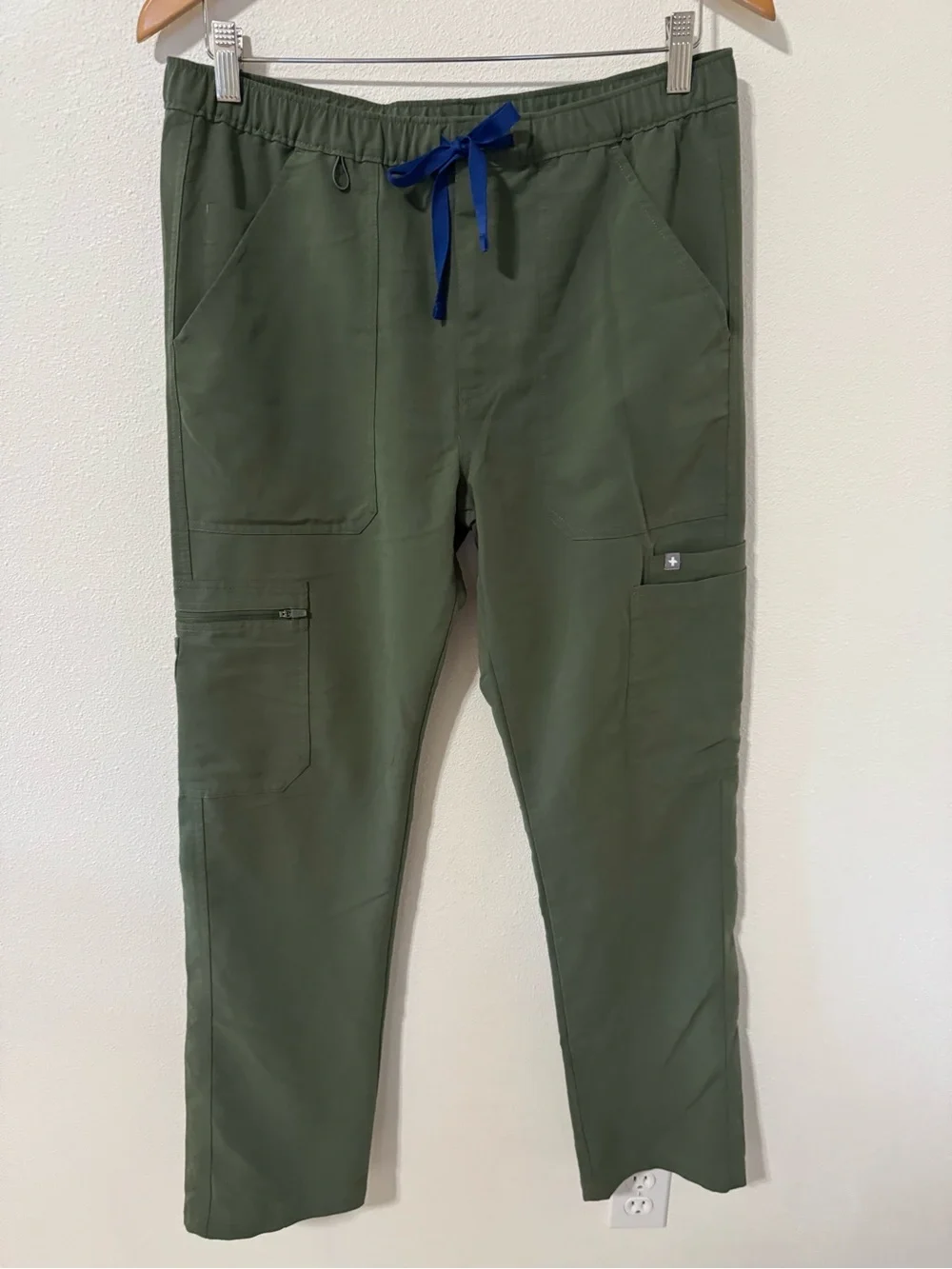 Figs Cairo Pants Olive Green Scrubs Button Zipper Fly Drawstring Medical-Medium
